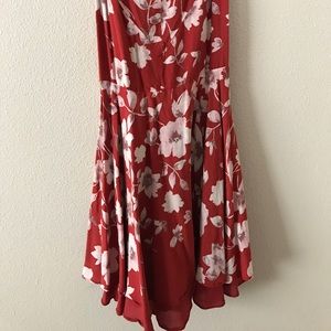 Short Floral red orange summer strap dress flowy
